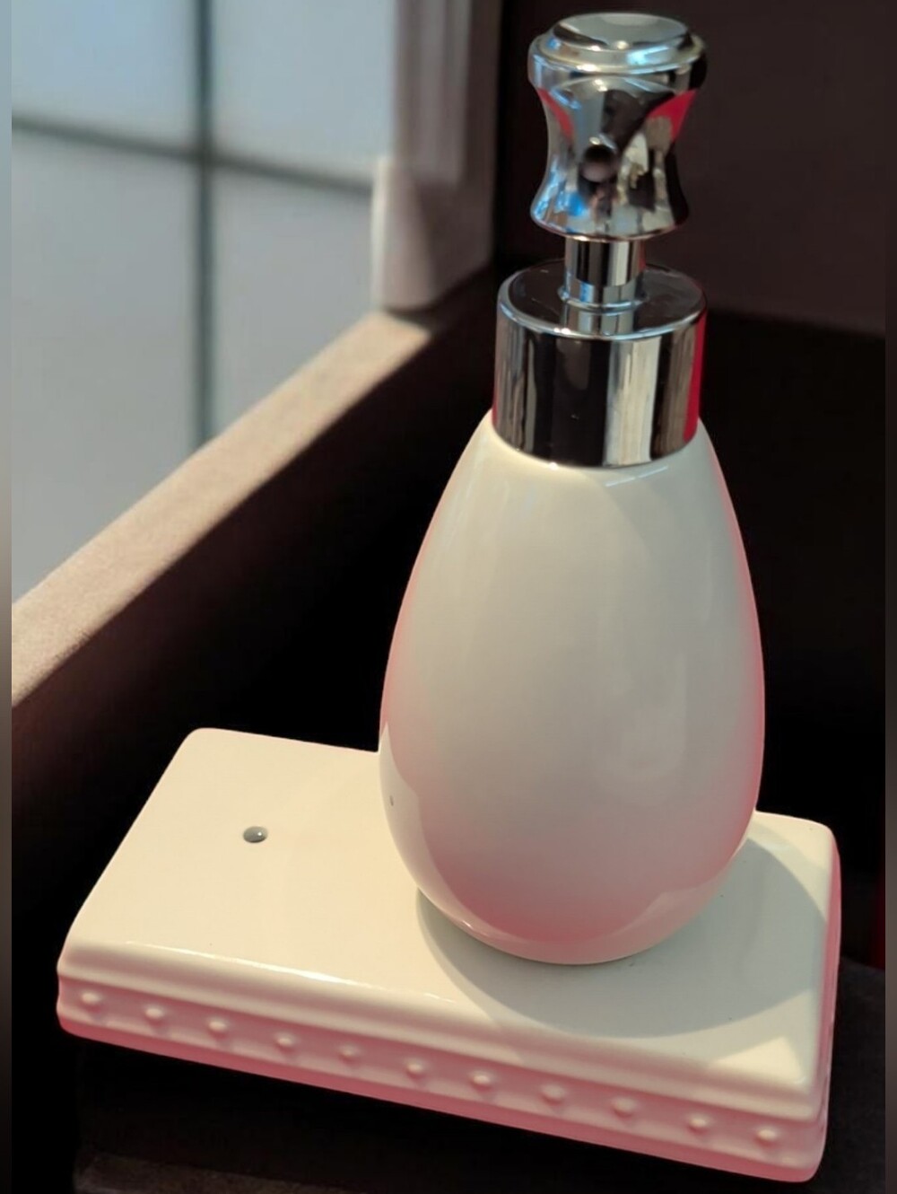 Nora Fleming Pearl Dot Soap Dispenser Ivory Ceramic Retired